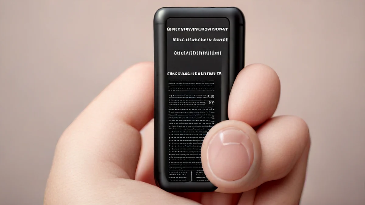 A person holding a handheld recorder.