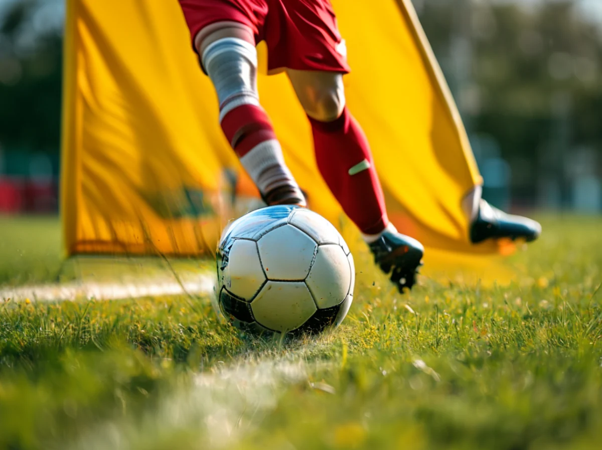 Calciatore azione di kick in corner