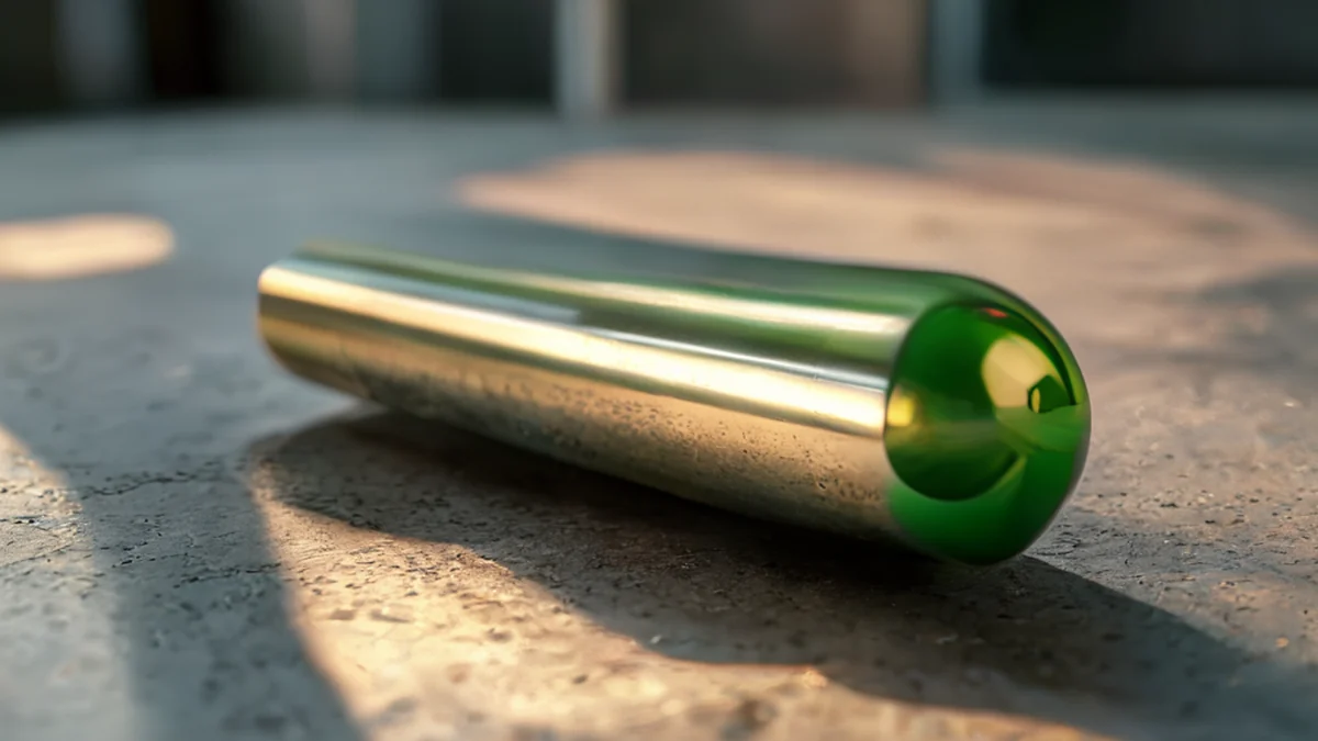 Golf shaft showing metal construction and grip handle.