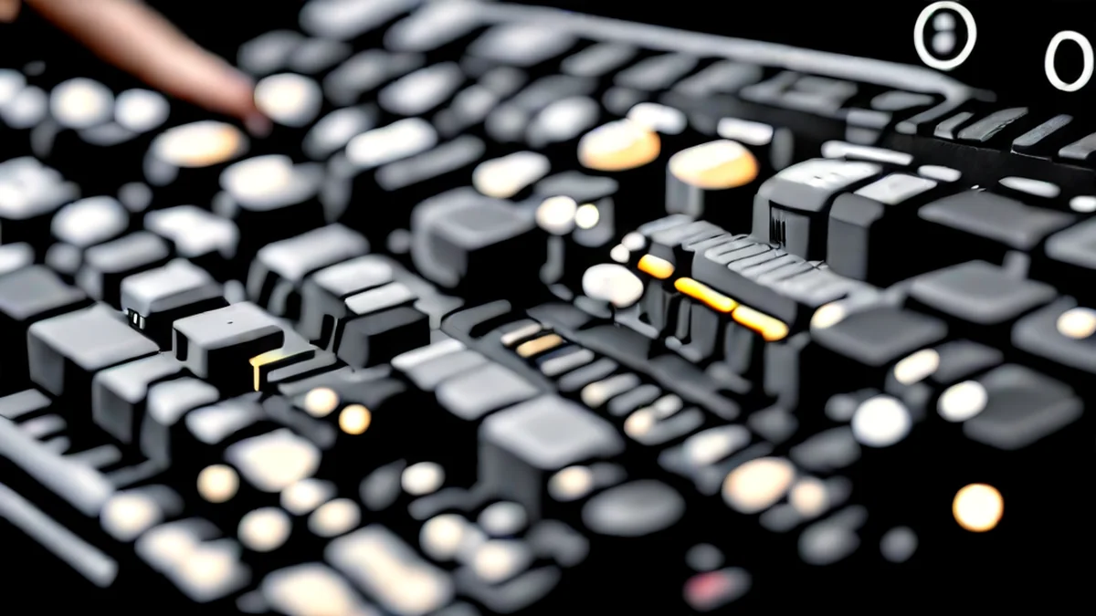Les mains ajustent les boutons d'un mixeur musical.